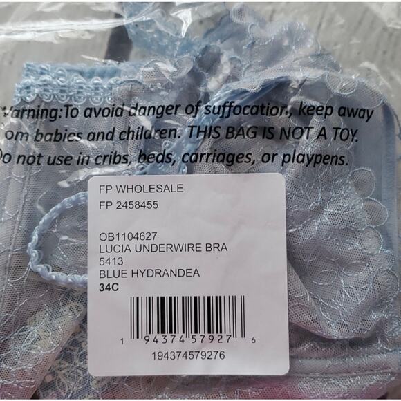 Free People Lucia Underwire Light Blue Bra 34C - Picture 9 of 9